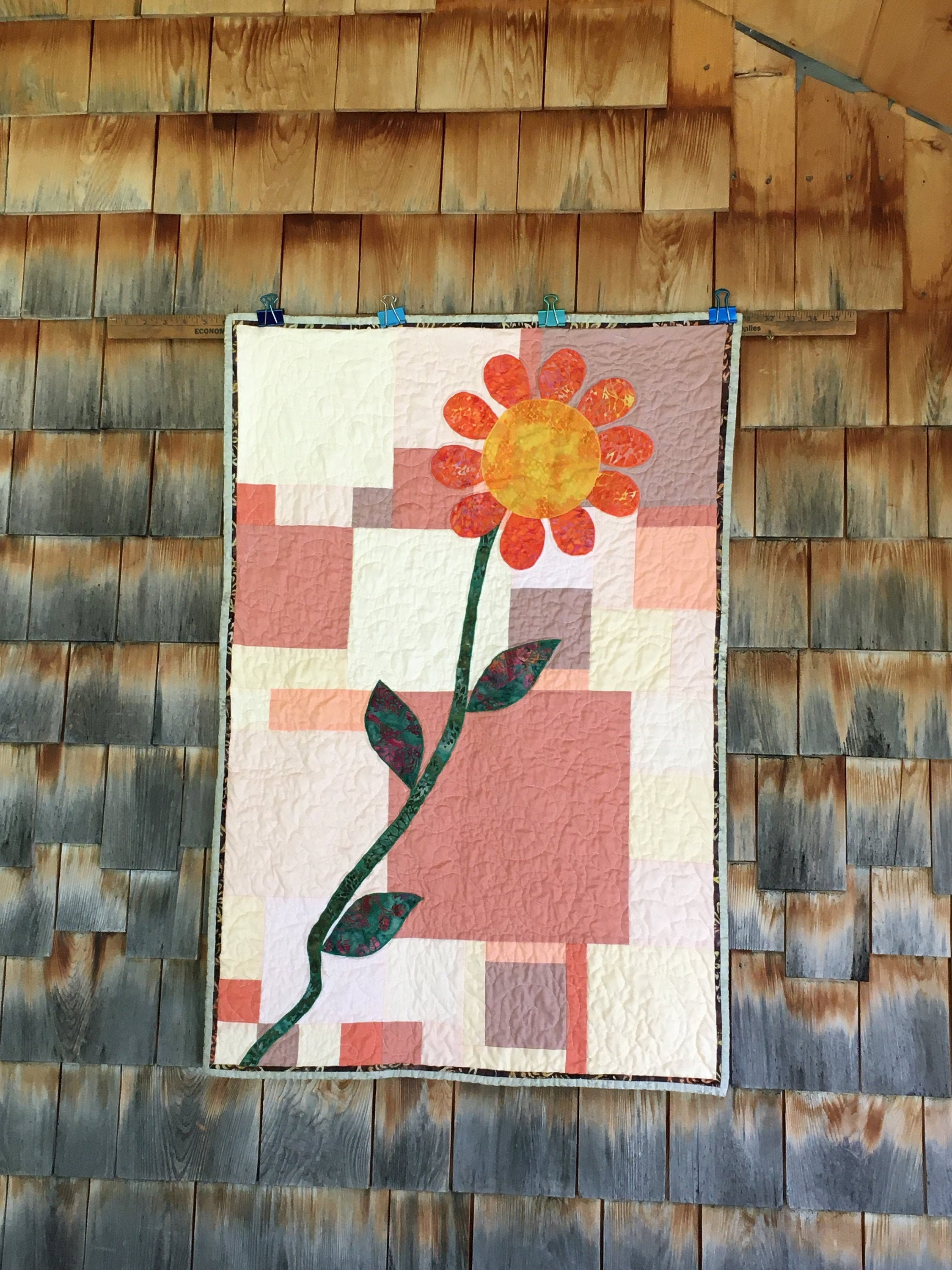 Modern Large Flower Wall Quilt, Handmade Wall Hanging, Single Bloom Art Deco Home Decor Etsy