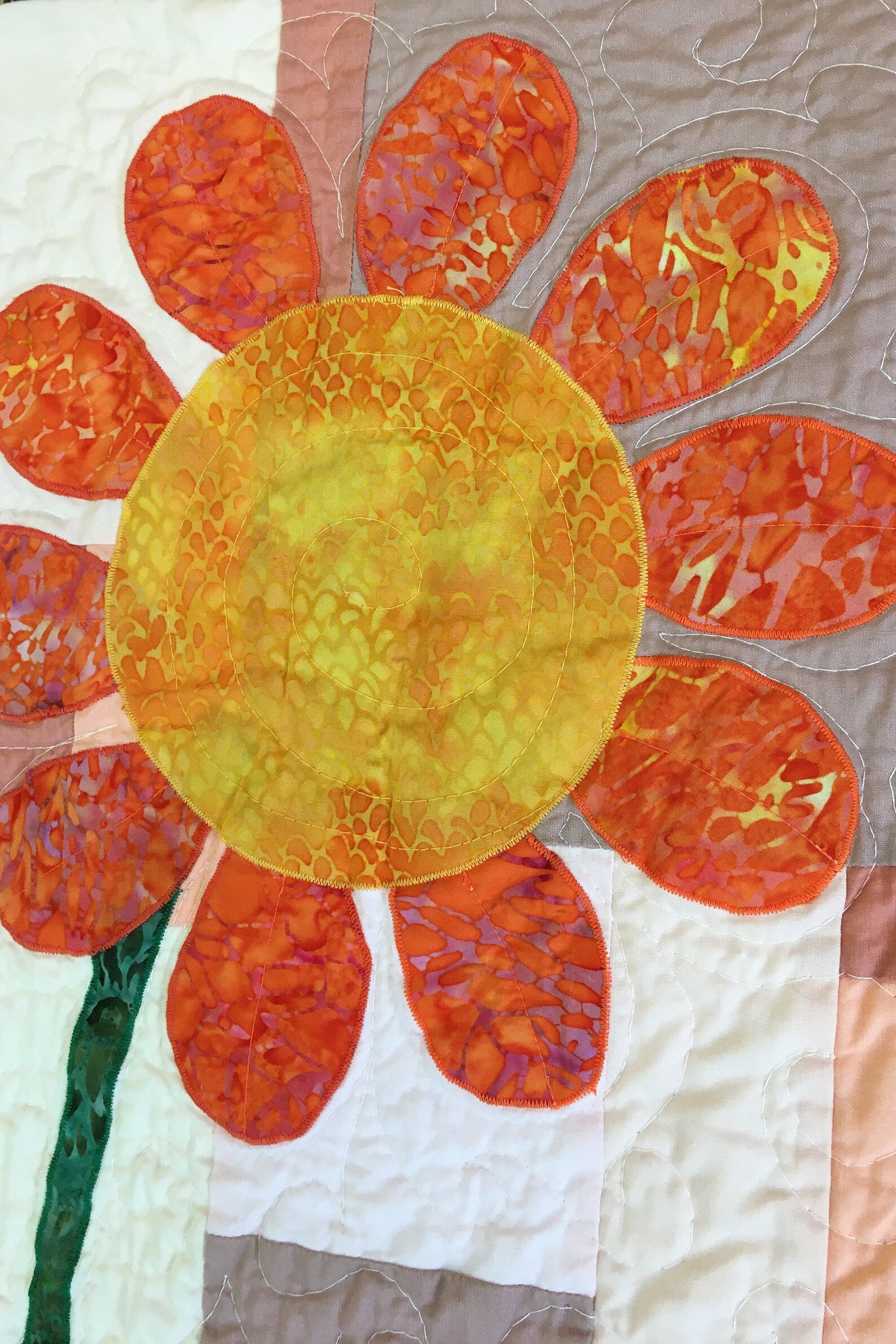 Modern Large Flower Wall Quilt, Handmade Wall Hanging, Single Bloom Art Deco Home Decor Etsy