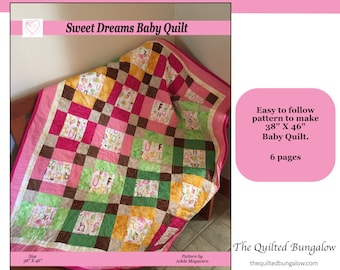 PDF Baby Quilt Pattern, Quick and Easy Pattern, Instant Download