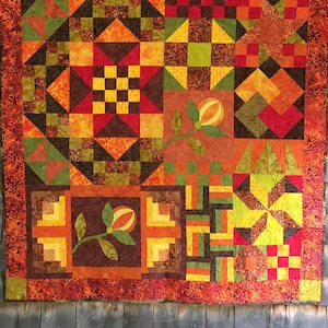 Handmade Sampler Quilted Wall Hanging, Lap Quilt, 56&quot; X 56&quot;