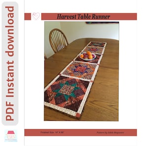 PDF Table Runner Quilt Pattern | Star Block Table Runner| Table Runner PDF Pattern
