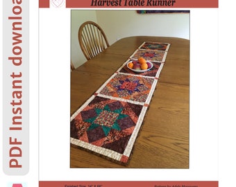 PDF Table Runner Quilt Pattern | Star Block Table Runner| Table Runner PDF Pattern