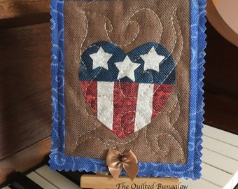 Fourth of July Mini Art Quilt, 4" X 5" Mini Quilt, Handmade Quilt For Small Easels