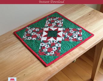 PDF Mini Star Quilt Pattern, Mini quilt digital pattern, Christmas Decor, Gift Giving