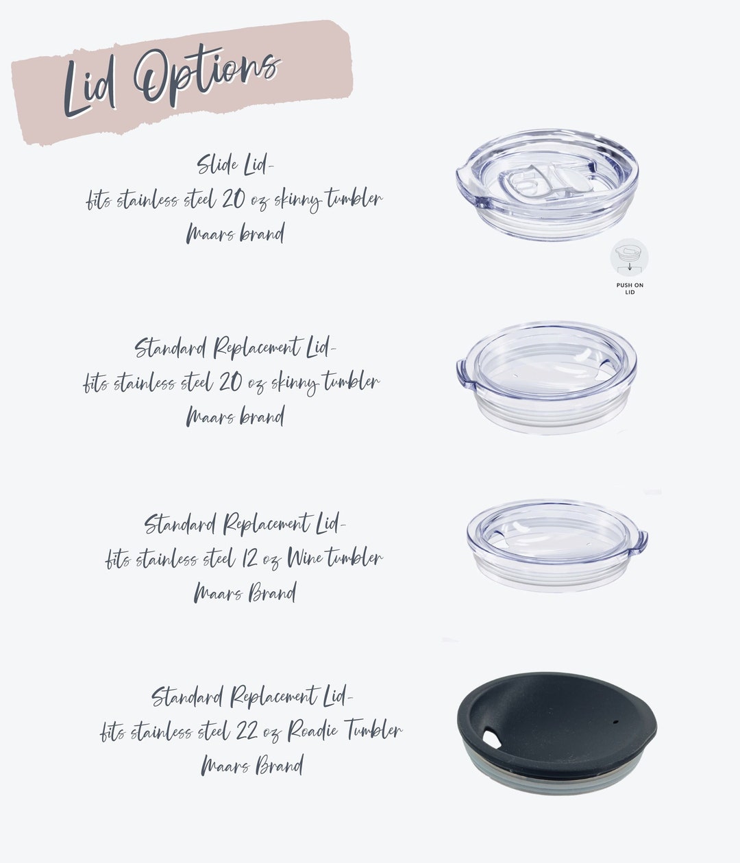 Maars Tumbler Lid Replacement Acrylic Lids for Stainless Etsy