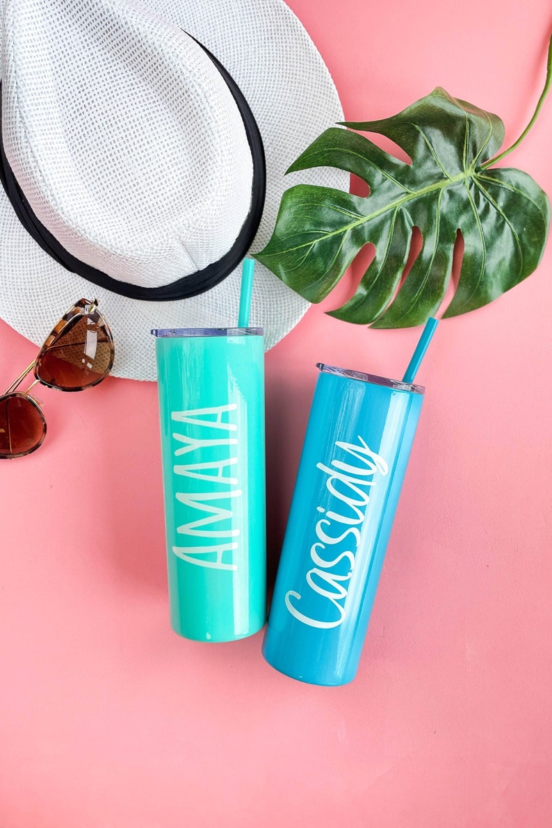 Bachelorette Party Cups, Personalized Bridesmaid Tumblers, Bridesmaid Gifts with Name, Stainless Skinny Water Bottle with Straw (UVP) 