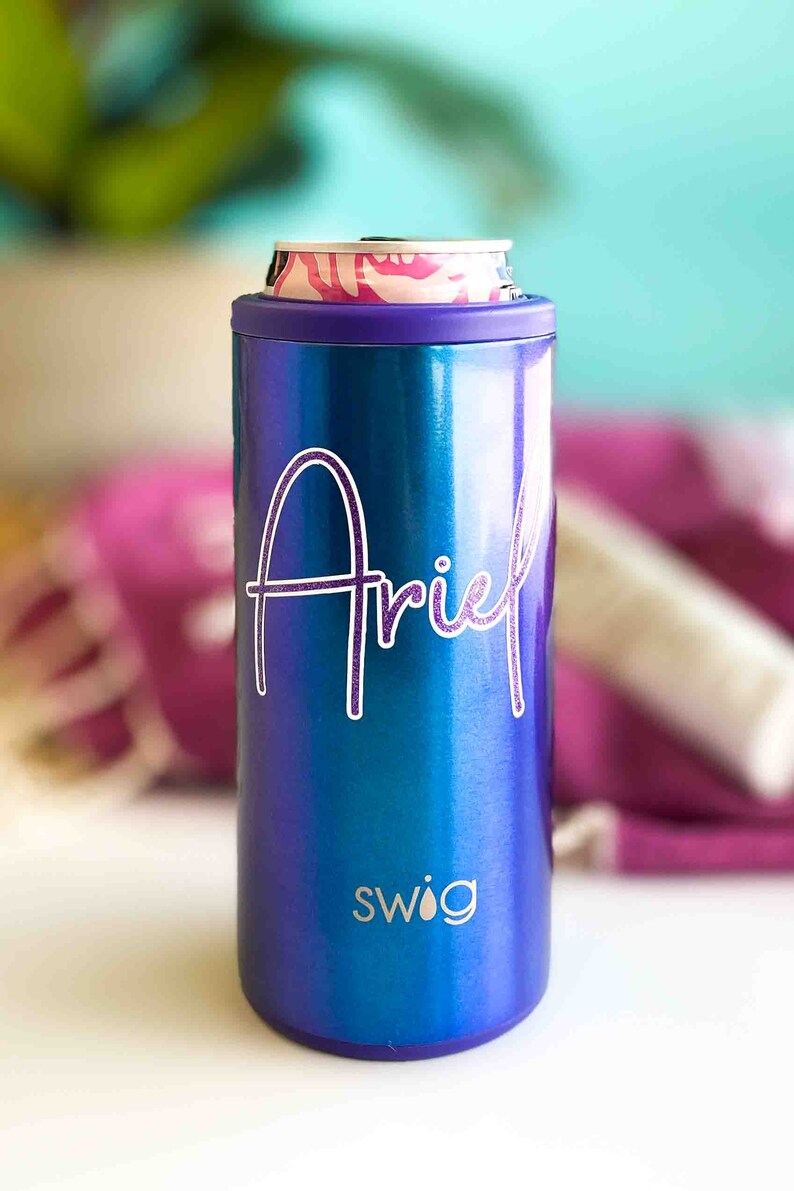 Tie Dye Mermaid Insulated Stainless Steel Beverage SWIG Slim Can Holder Beer Can Holder Sleeve Glitter Skinny Can Coolers