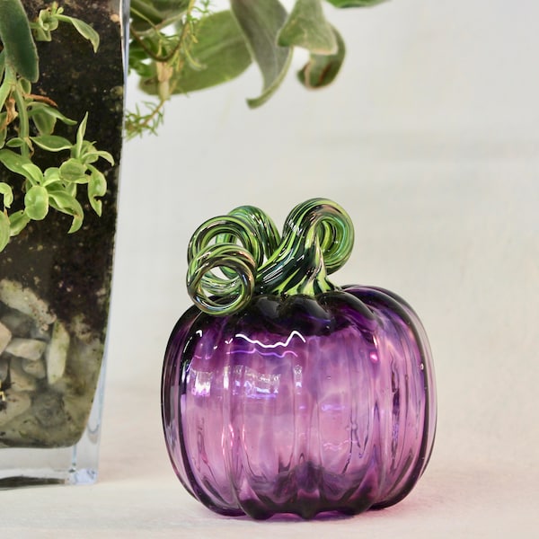 Hand Blown Glass Purple Pumpkin