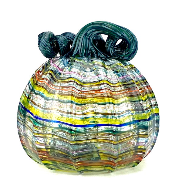 Hand Blown Glass Ribbon pumpkin