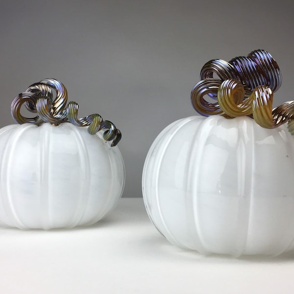 Handblown White Ghost Pumpkin