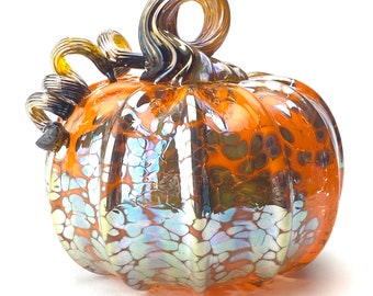 Handblown Gold metallic Orange Pumpkin