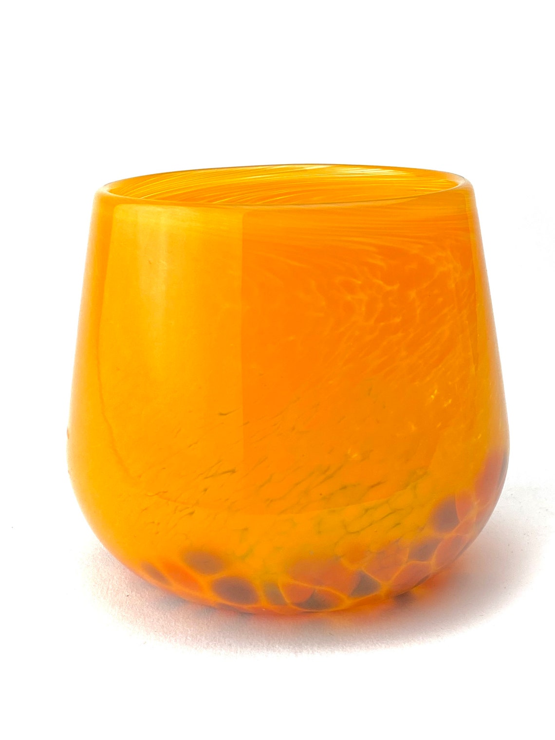 Heavy handblown orange drinking glass Etsy