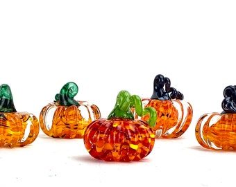 Mini Handmade Glass Pumpkin! One Custom made to order