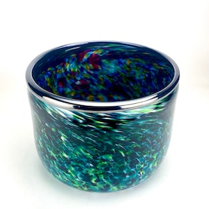 Handblown Jade Ocean Bowl with Rainbow Shimmer