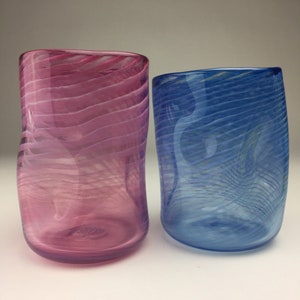 Craft Beer Glass blue and pink Crumple Tumbler Set 2 image 5