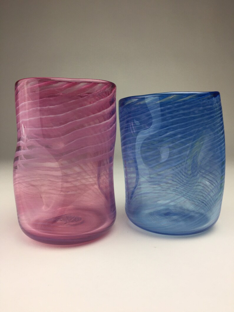 Craft Beer Glass blue and pink Crumple Tumbler Set 2 image 5