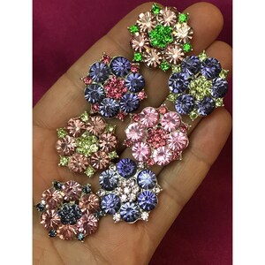 Sparkling Rhinestone Buttons, [One Button] with shank 25 mm, 1"  diamante jewels, gemstones, S30