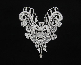 2 Venice Lace Appliques, Off White, Rayon, Flower Appliques, 4" X 3 1/2", Low International Shipping, Made in USA venise-i098