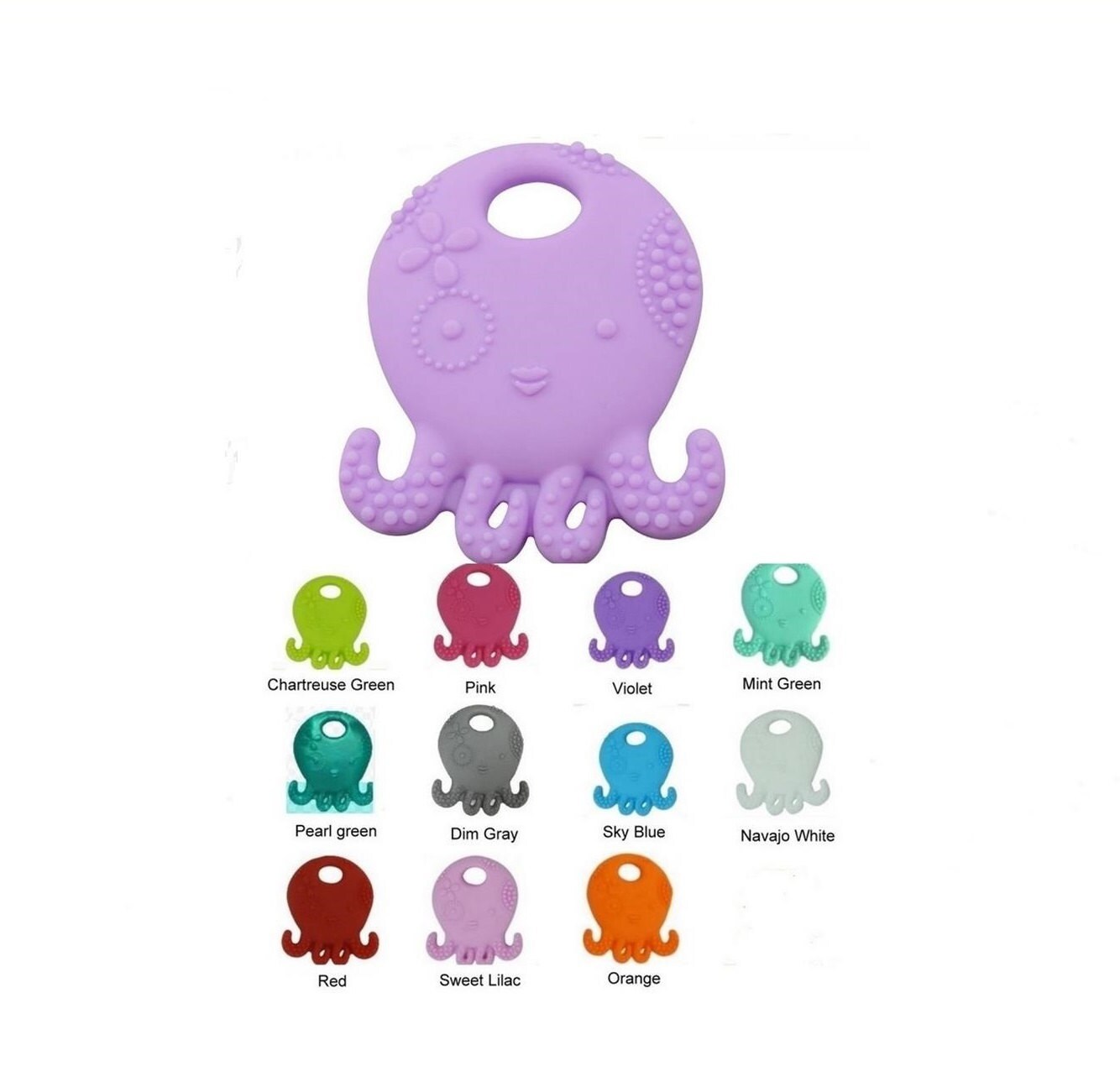 Silicone Octopus Pendant Teether Toy Teething Necklace Baby Etsy