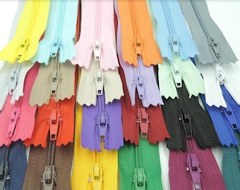 Zippers, 20 Zippers, 7.5 inch #3 Nylon Coil Closed 7.5" Zipper Discount, for Clothes Garments bags purses Pillows, Crafts