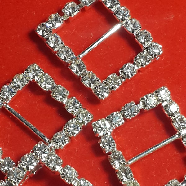 Rectangular Crystal Rhinestone Buckles/Ribbon Sliders - Bridal wedding accessories  Scrapbooking Cards Jewelry Doll Clothes gifts