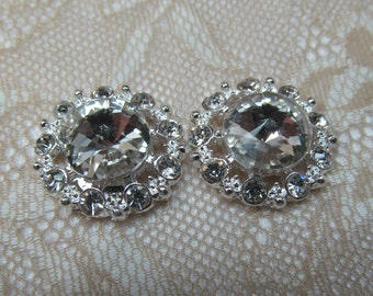 Rhinestone Buttons,  with no shank, 20 mm diamante, jewels, gemstones, Low Interational Shpping - S100