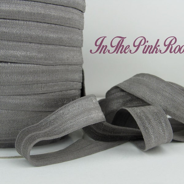 Einfarbig FOE ~ DUNKELGRAU ~ 5/8" Fold Over Elastic