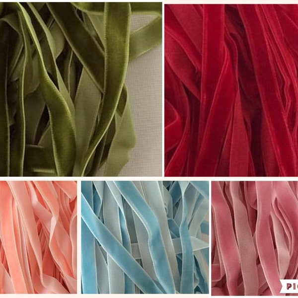 3/8" Velvet Ribbon Trim, (choice of different colors ),   (Multi)