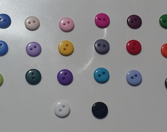 Colorful Buttons 12mm-13mm, Colorful Mixed colors, 2 Holes, Button for Sewing, Baby, Hair Accessories -S80