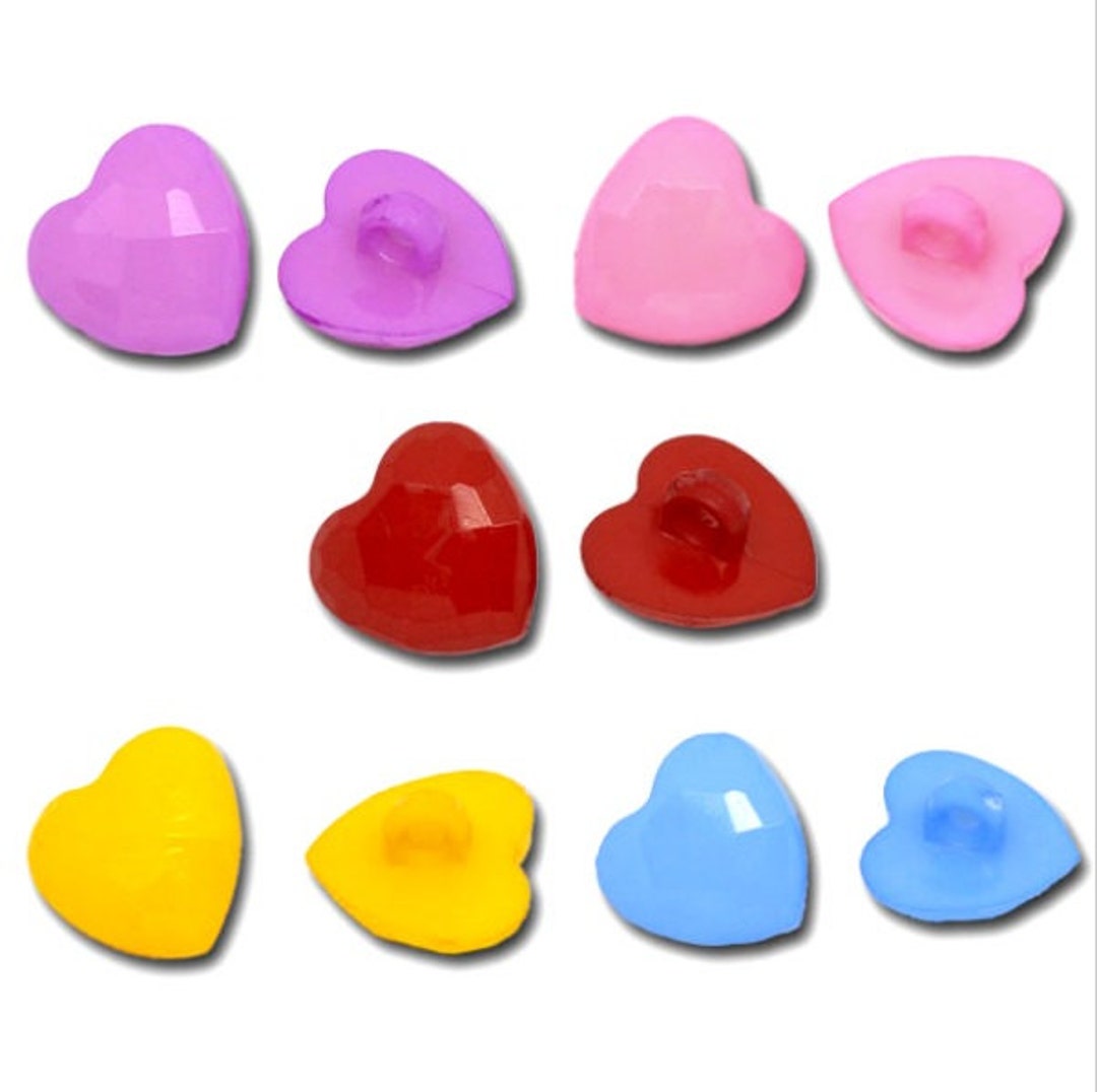 10 Heart Shape Buttons Acrylic W/shank, Bridal, Hair Accessories, Baby ...
