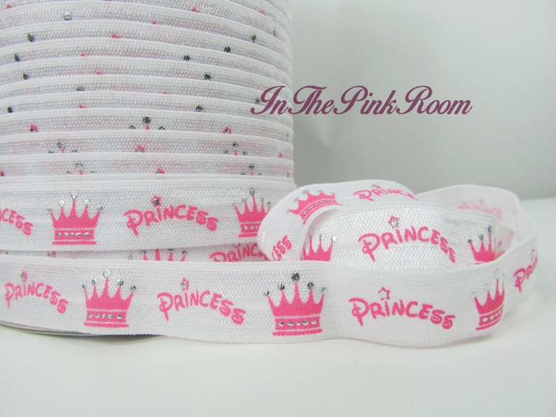 Metallic Silver Foil printed FOE ~ PRINCESS TIARA ~ 58 Foldover Elastic Choose Yardage