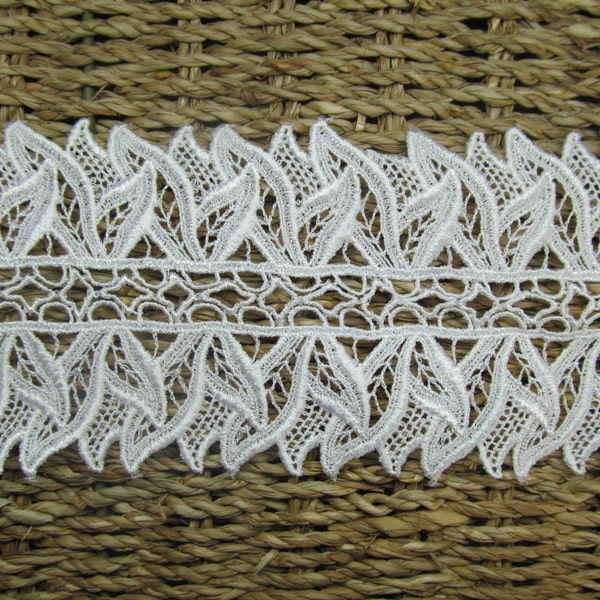 Lace Trim White Venice Lace, Bridal Venise Lace, Rayon, 1 Yard, White Bridal Lace, 3 1/2" Wide, Low International Shipping- Y005w