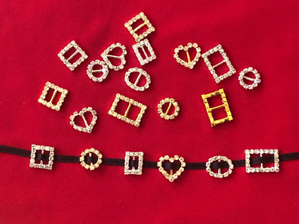 Mini Buckles Crystal Rhinestone Square Oval Heart or Etsy Canada