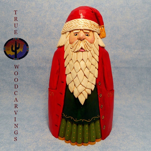 Hand Carved Wood Santa Christmas Collectible, TWC-179
