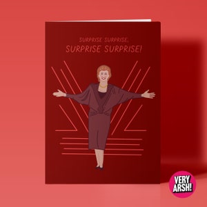 Surprise Surprise, Surprise Surprise - Cilla Black inspired funny Birthday Card, Valentine's Day Card, Christmas Card