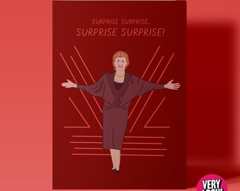 Surprise Surprise, Surprise Surprise - Cilla Black inspired funny Birthday Card, Valentine's Day Card, Christmas Card