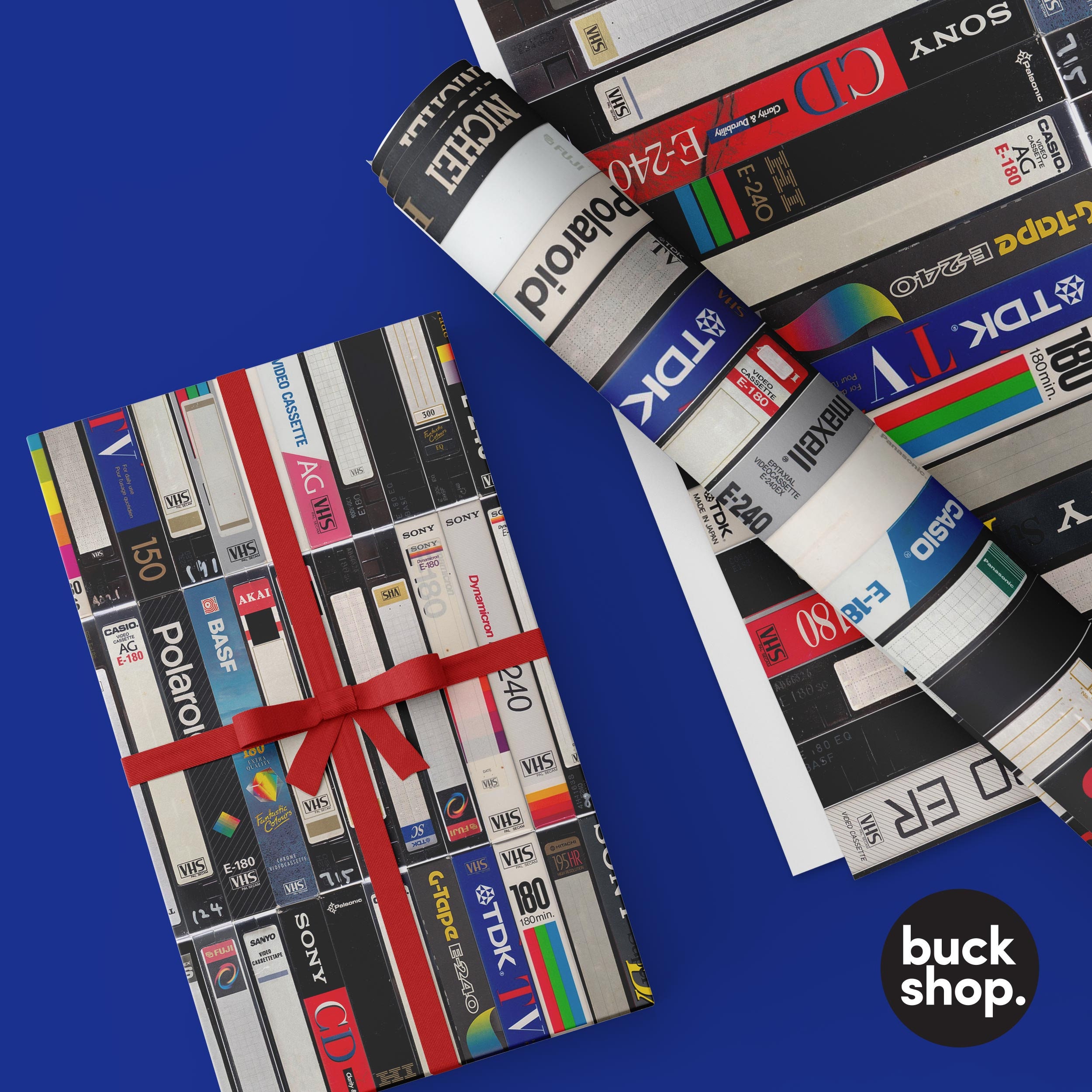 80s Retro VHS Video Cassette Wrapping Paper A2 Folded photo