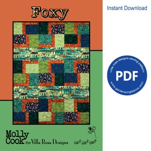 Pattern &quot;Foxy&quot; PDF Panel Quilt Pattern MC115 by Villa Rosa Designs - Instant Download