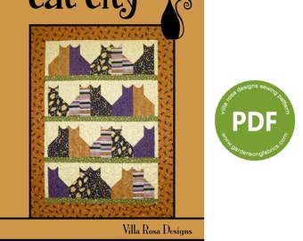 Pattern &quot;Cat City&quot; PDF Quilt Pattern by Villa Rosa Designs - Instant Download