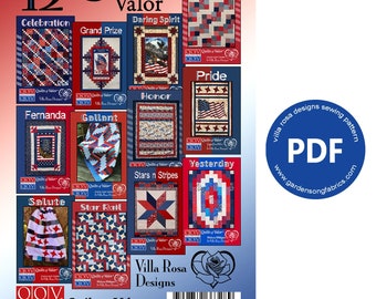 12 Quilts of Valor PDF Pattern Bundle RD007 by Villa Rosa Designs - Instant Download
