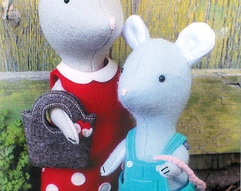 Pattern ''Darla & Bean'' Mice Soft Sculpture, Stuffed Toy, Softie, Cloth Toy Sewing Pattern by Ric Rac (RR040)