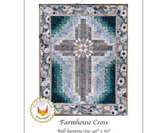 Pattern "Farmhouse Cross Quilt Pattern" QUF267 by QuiltFox Design Paper Quilt Pattern **not a PDF pattern**