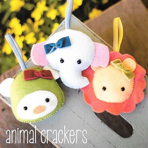 Pattern &#39;&#39;Animal Crackers&#39;&#39; Bear, Elephant, Lion Felt Toy, Fabric Soft Sculpture Sewing Pattern by May Blossom MB036