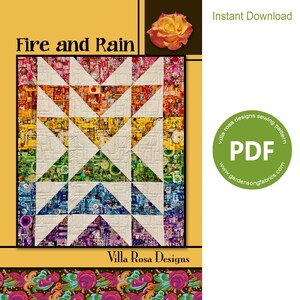 Villa Rosa DesignsによるFire and RainのPDFキルトパターン - 即時ダウンロード