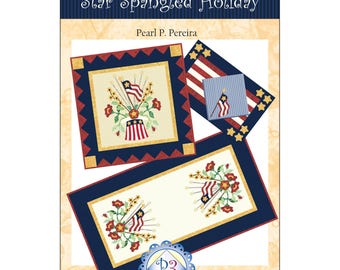 Pattern "Star Spangled Holiday" Table Runner / Wallhanging / Placemats / Napkins Pattern by P3 Designs (P3-177)