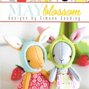 Pattern ''Rhubarb'' Rabbit Dolls, Stuffed Toy, Fabric Soft Sculpture Sewing Pattern by May Blossom (MB082)