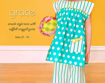 Pattern - Grace Smock Style Tunic and Crop Pants - Paper Sewing Pattern by modkid designs