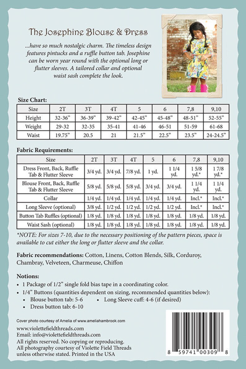 Pattern - Josephine - Pintucked Blouse & Dress Sewing Pattern by ...