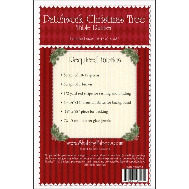 Pattern patchwork Christmas Tree Table Runner by Etsy