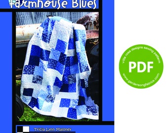 Fat Quarter Quilt Pattern "Farmhouse Blues" PDF Quilt Pattern by Villa Rosa Designs - Instant Download